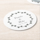 Gray Ivy Wreath Personalisiert Wedding Runder Pappuntersetzer (Angewinkelt)