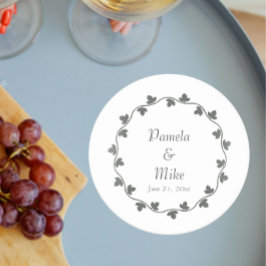 Gray Ivy Wreath Personalisiert Wedding Runder Pappuntersetzer