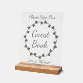 Gray Ivy Wreath Wedding Guest Book Acrylschild (Winkel)