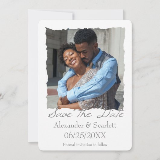 Gray Jagged Frame Foto Ankündigung Datum freihalte (Vorderseite)