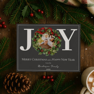 Gray Joy Christmas Wreath Foto Feiertagskarte