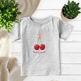 Gray Kids T-Shirt with Cherries and Pink Bow 