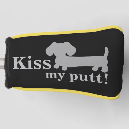 Gray Kiss My Putt Cheeky Golf Head Dackel Golf Headcover (Vorderseite)
