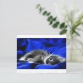 Gray Kitten Awakes Postkarte (Stehend Vorderseite)