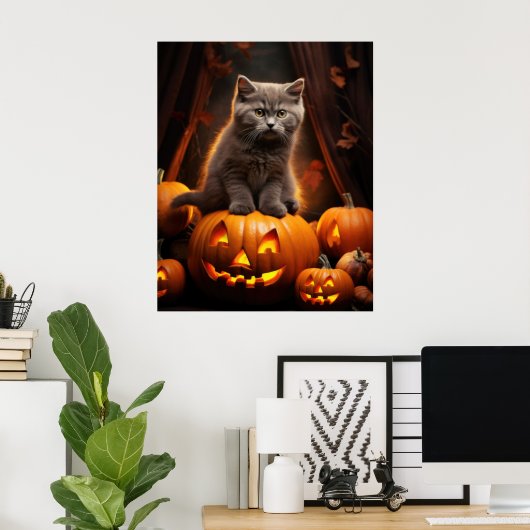 Gray Kitten Halloween Poster (Heimbüro)