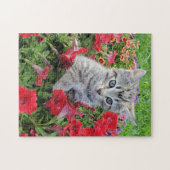 Gray Kitten in Blume Puzzle (Horizontal)