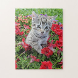 Gray Kitten in Blume Puzzle