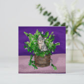 Gray Kitten in Eimer Catnip Dankeskarte (Stehend Vorderseite)