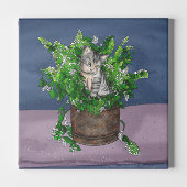 Gray Kitten in Eimer Catnip Leinwanddruck