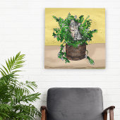 Gray Kitten in Eimer Catnip Leinwanddruck