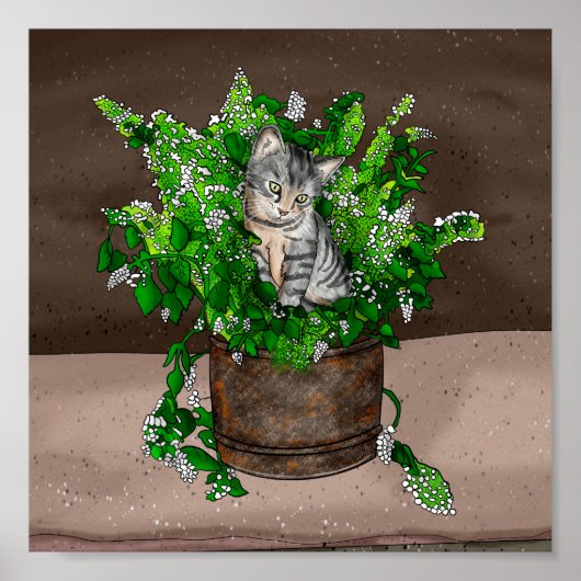 Gray Kitten in Eimer Catnip Poster (Vorne)