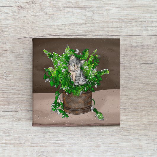 Gray Kitten in Eimer Catnip Poster