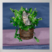 Gray Kitten in Eimer Catnip Poster (Vorne)