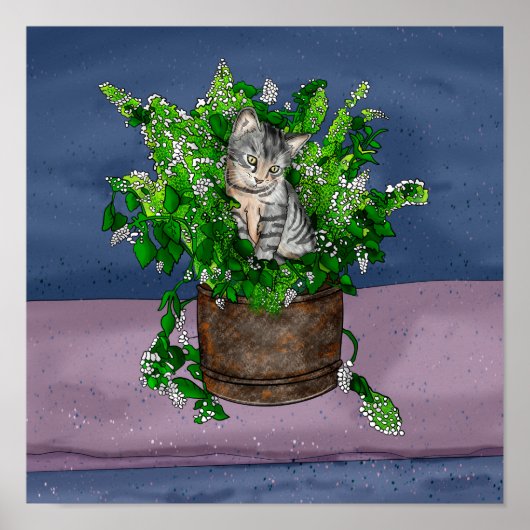 Gray Kitten in Eimer Catnip Poster (Vorne)