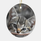 Gray Kitten Keramik Ornament (Links)