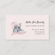 Gray Kitten mit rosa Ribbon Mommy Business Card