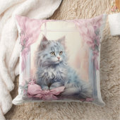 Gray Kitten Pink Bow Kissen (Decke)