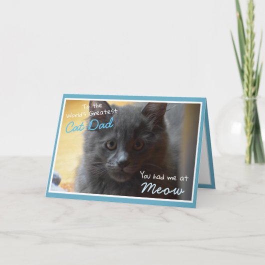 Gray Kitten Vatertag Cat Vater Card Karte (Vorderseite)