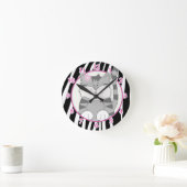 Gray Kitten Wall Clock mit Zebra Stripe Runde Wanduhr (Zuhause)