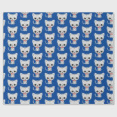 Gray kitty auf blau geschenkpapier (Flach)