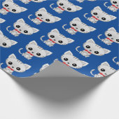 Gray kitty auf blau geschenkpapier (Ecke)