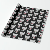 Gray kitty auf schwarz geschenkpapier (Ungerollt)