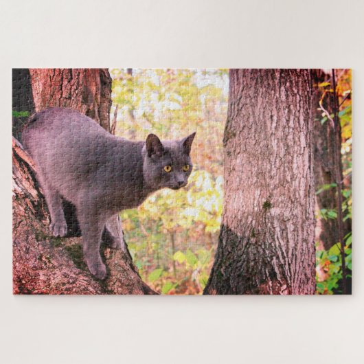 Gray Kitty Cat entworfen Puzzle (Horizontal)