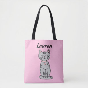 Gray Kitty Cat Personalisiert Tasche
