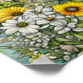 Gray Kitty Cat Sitzen in Blume Poster (Ecke)