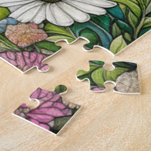 Gray Kitty Cat Sitzen in Blume Puzzle (Seite)