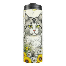 Gray Kitty Cat Sitzen in Blume