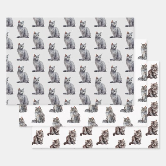 Gray Kitty Cats Geschenkpapier Set (Set)