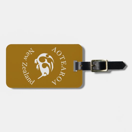 Gray Kiwi mit Koru, Aotearoa, Neuseeland Gepäckanhänger (Vorderseite horizontal)