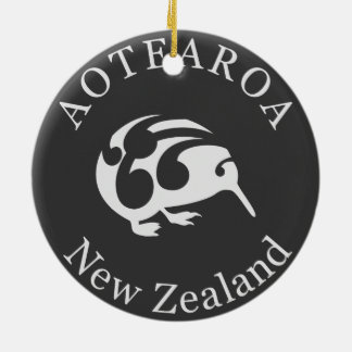 Gray Kiwi mit Koru, Aotearoa, Neuseeland Keramikornament
