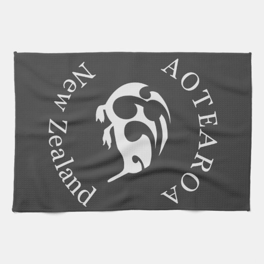 Gray KIWI mit Koru Geschirrtuch (Horizontal)