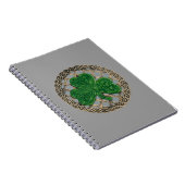Gray Kleeblatt On Celtic Knots Spiral Notebook Notizblock (Rechte Seite)