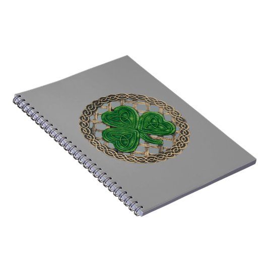 Gray Kleeblatt On Celtic Knots Spiral Notebook Notizblock (Rechte Seite)