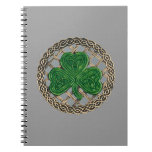 Gray Kleeblatt On Celtic Knots Spiral Notebook Notizblock