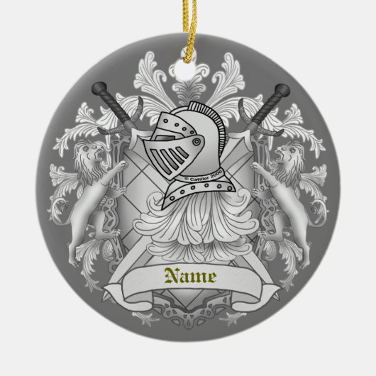 Gray Knight Familienwappen Nachname Keramik Ornament (Vorne)