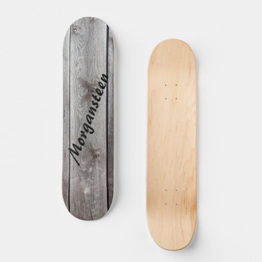 Gray Knotty Barnwood Personalisiert Skateboard (Vorderseite)
