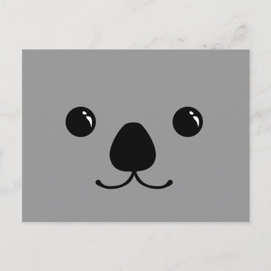 Gray Koala Süße Tier Face Design Postkarte (Vorderseite)