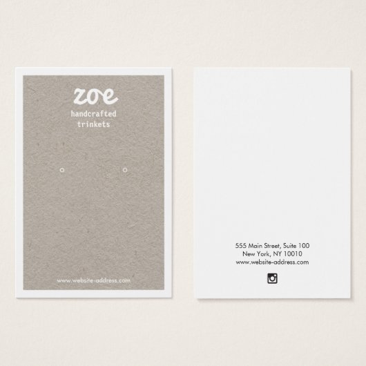 Gray Kraft Earring Display Card (Vorne & Hinten)