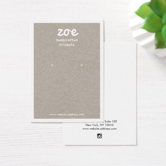 Gray Kraft Earring Display Card (Schreibtisch)