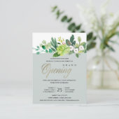 GRAY KRAFT FOLIAGE FRAME GRAND ÖFFNUNGSZEREMONIE POSTKARTE (Stehend Vorderseite)