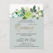 GRAY KRAFT FOLIAGE FRAME GRAND ÖFFNUNGSZEREMONIE POSTKARTE (Vorderseite)