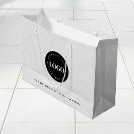 Gray Kraft Paper Look Round Logo Business Custom L Große Geschenktüte