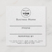 Gray Kraft Paper Modernes Minimalistisches Add-Log Empfehlungskarte (Rückseite)