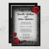 Gray Lace and Rose Parchment Goth Wedding Einladung (Vorne/Hinten)