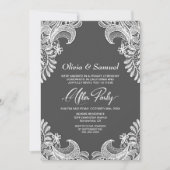 Gray Lace Wedding After Party Einladung (Vorderseite)