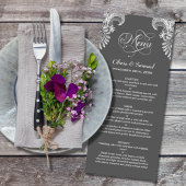 Gray Lace Wedding Menu Menükarte